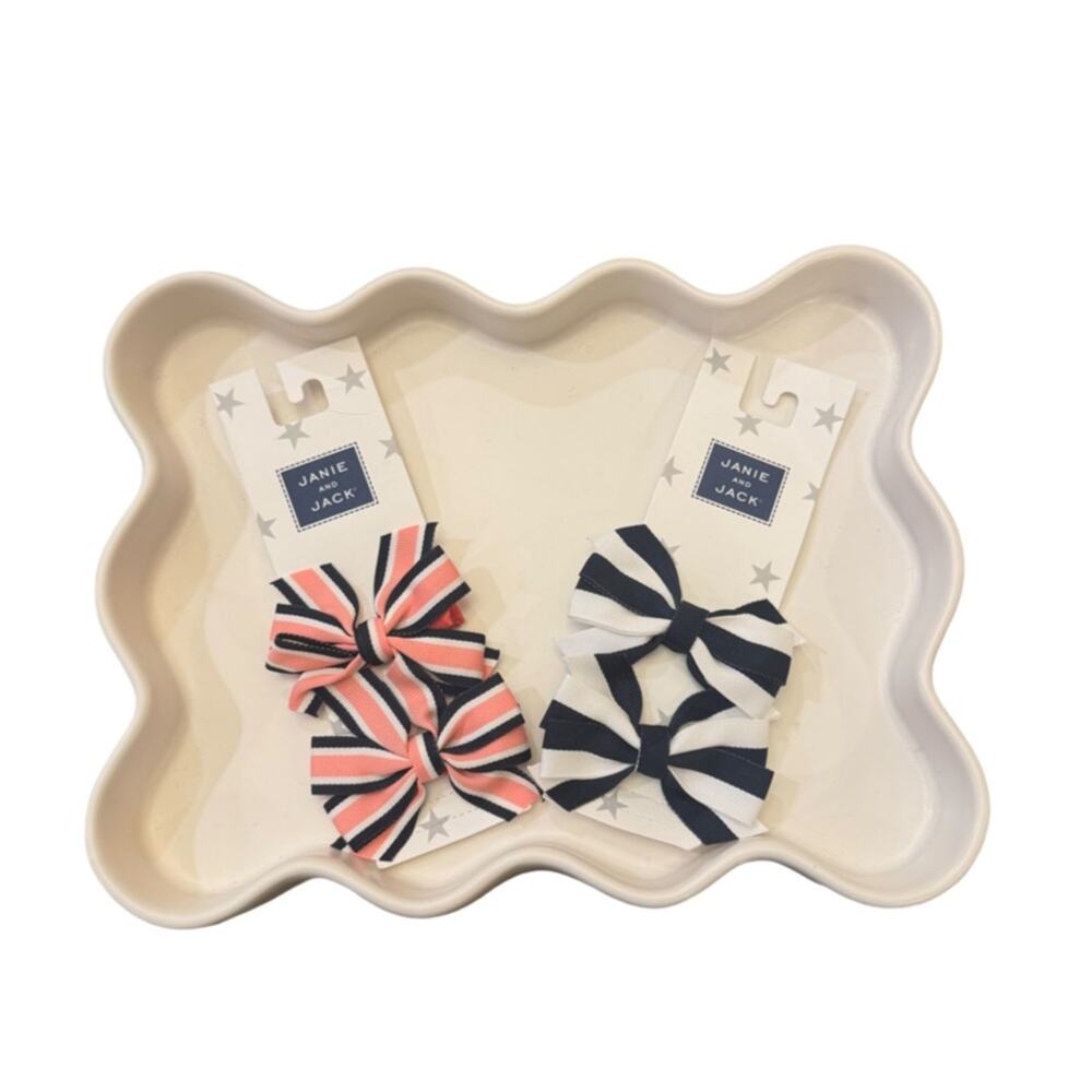 Janie and Jack Baby OS Striped Bows - Set of 2
